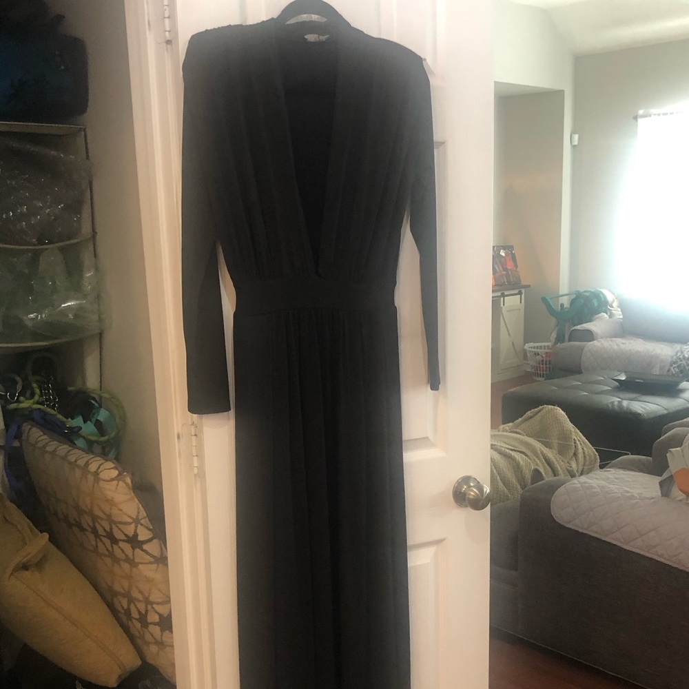 Long sleeve deep V gown